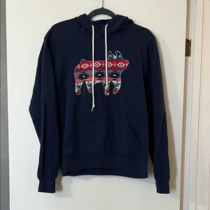 Navy Blue Hoodie with Red Pattern